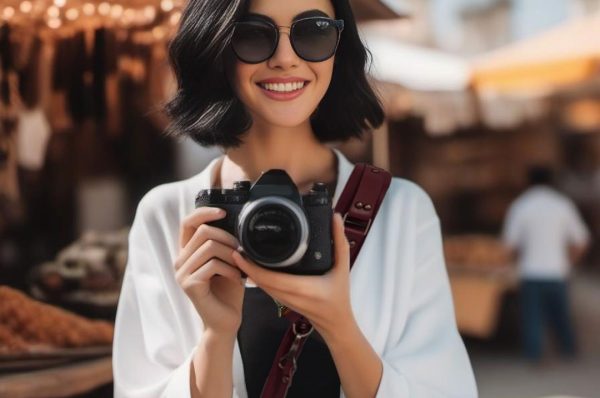 بند دوربین عکاسی زرشکی چرمی کراس بادی